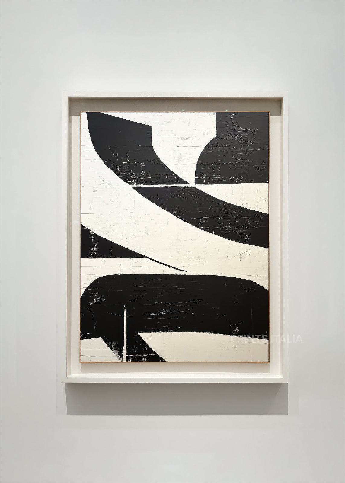 VARA print showing textured black brushstrokes and subtle surface imperfections for a raw, tactile effect