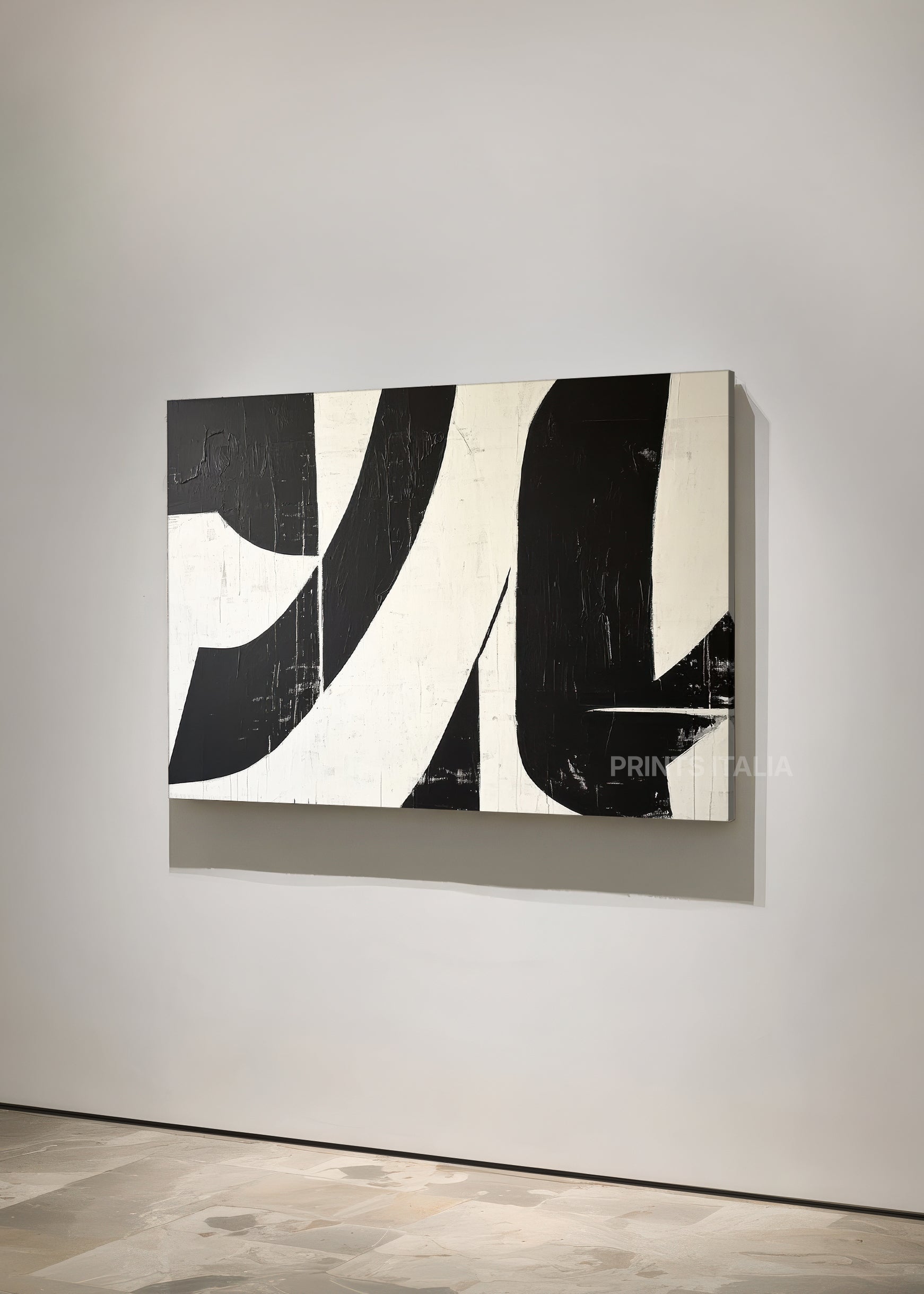  VARA print showing textured black brushstrokes and subtle surface imperfections - digital download