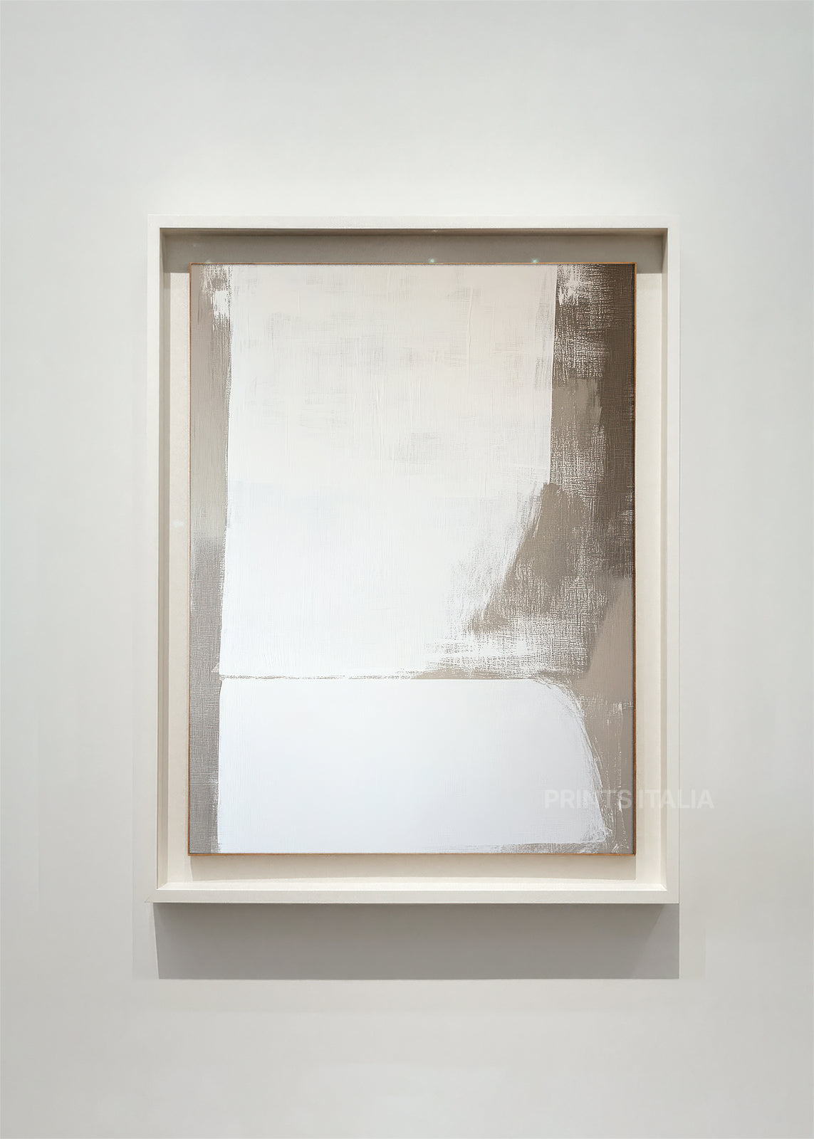 Veda abstract minimalist art print featuring soft brushwork in cream taupe and white neutral tones