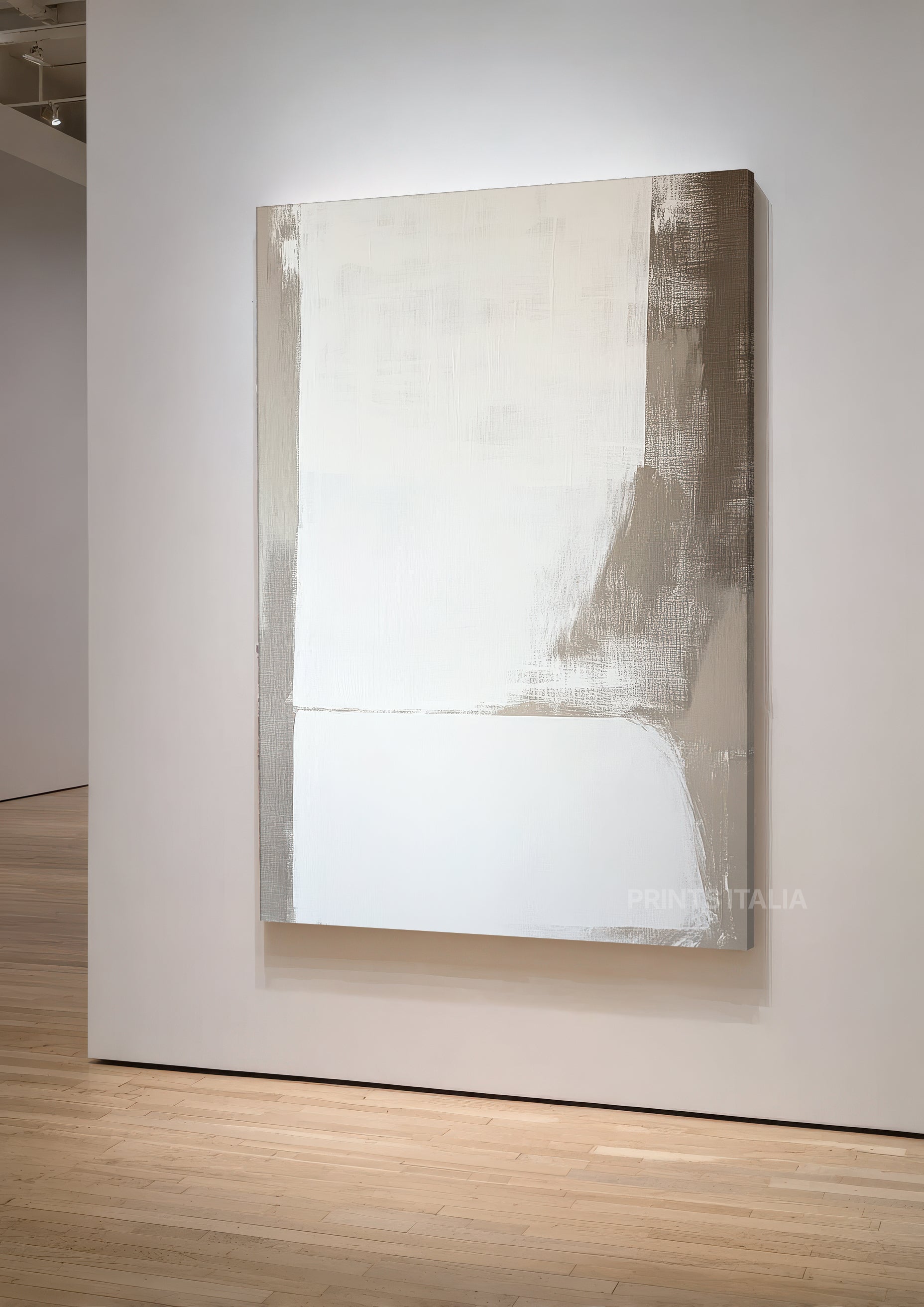 Veda minimalist abstract print mounted on wall showing soft color transitions