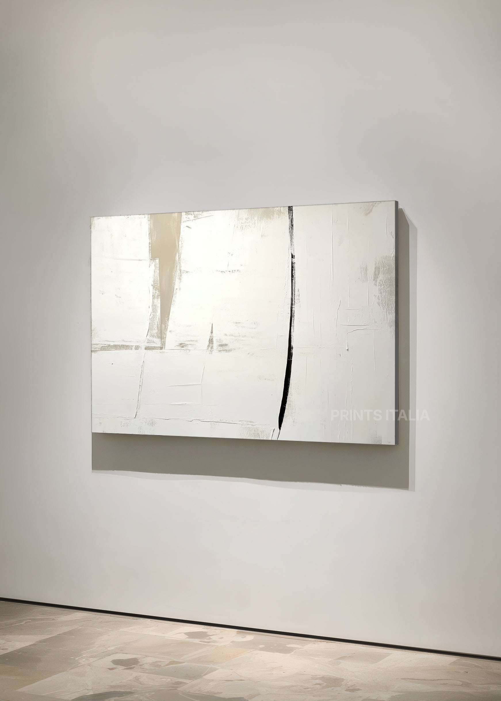 VIRELA abstract print styled in a calm, light-filled space, emphasizing its subtle harmony and minimalist composition