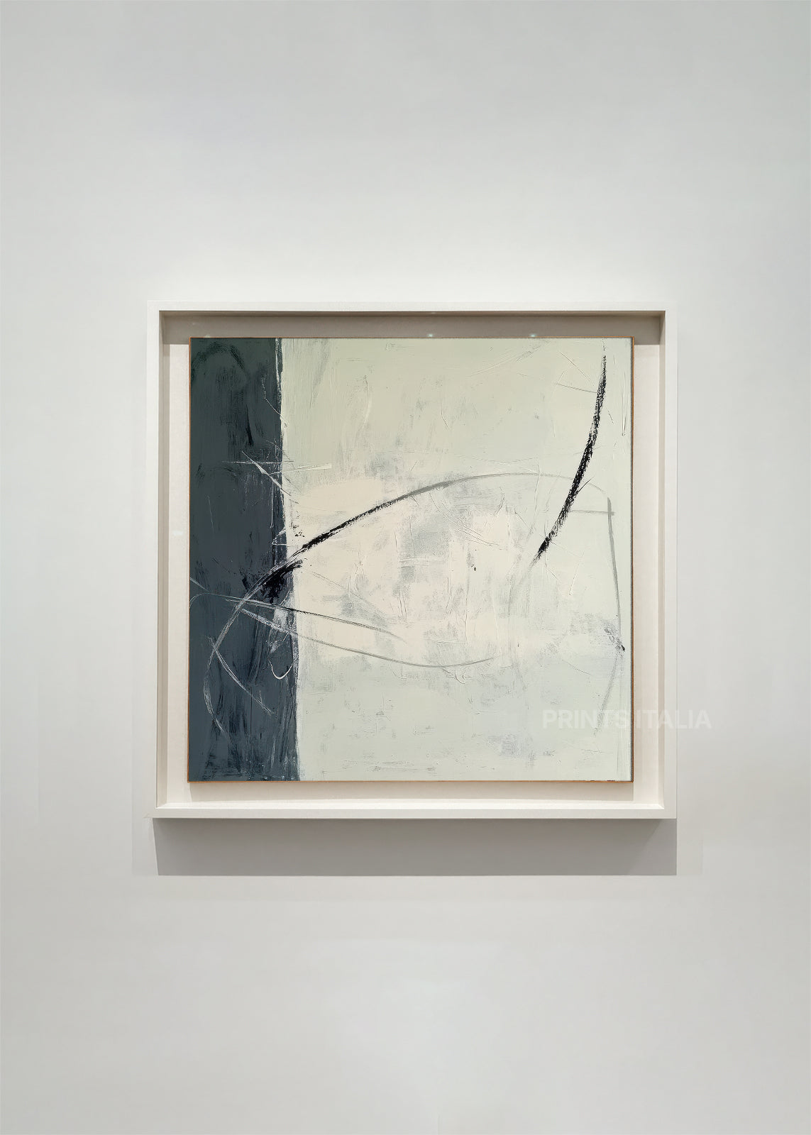 Yara abstract art print featuring teal and cream brushstrokes in modern minimalist style