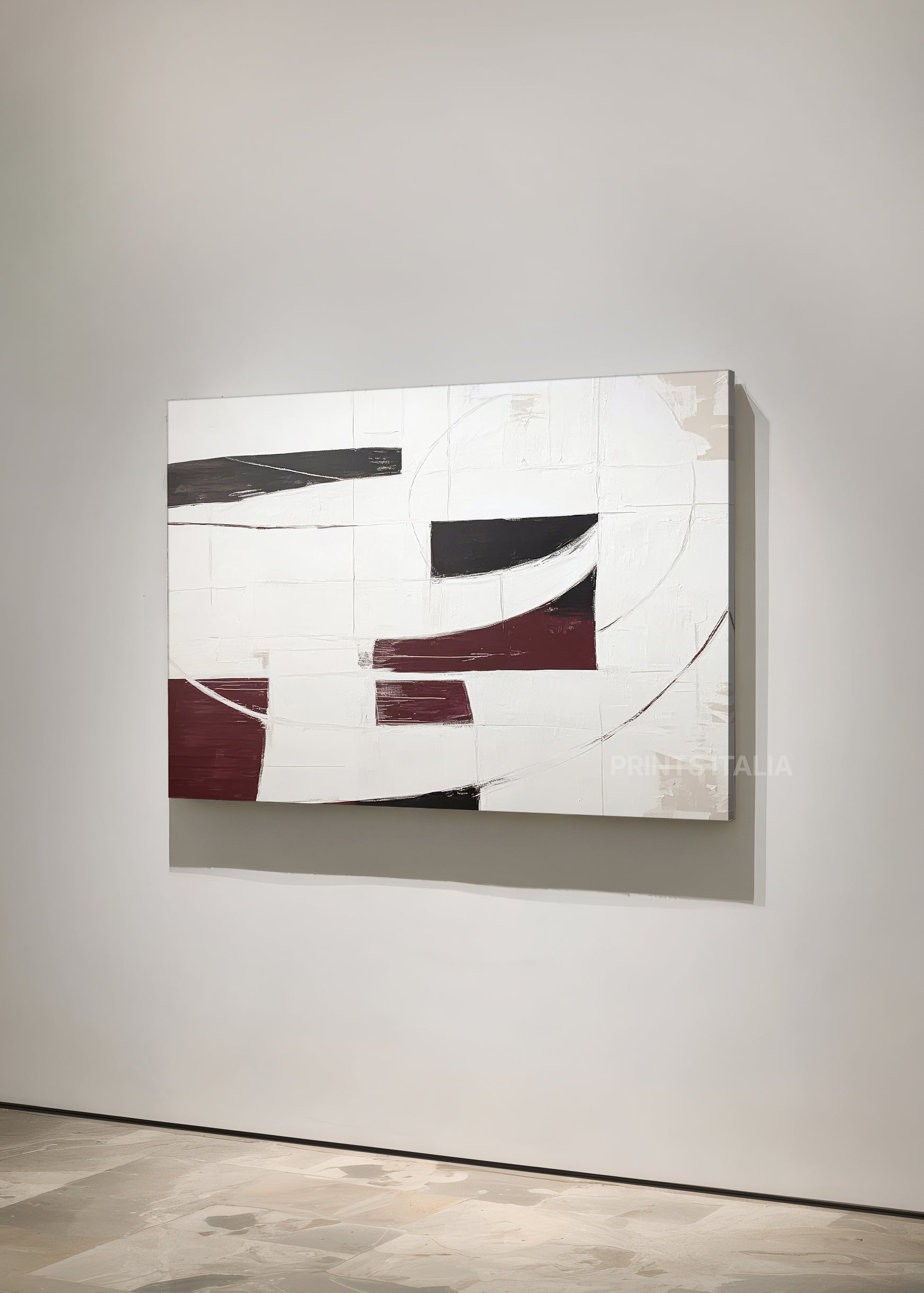 YAVARI print displayed with dramatic natural light and shadows, highlighting geometric forms and dynamic composition
