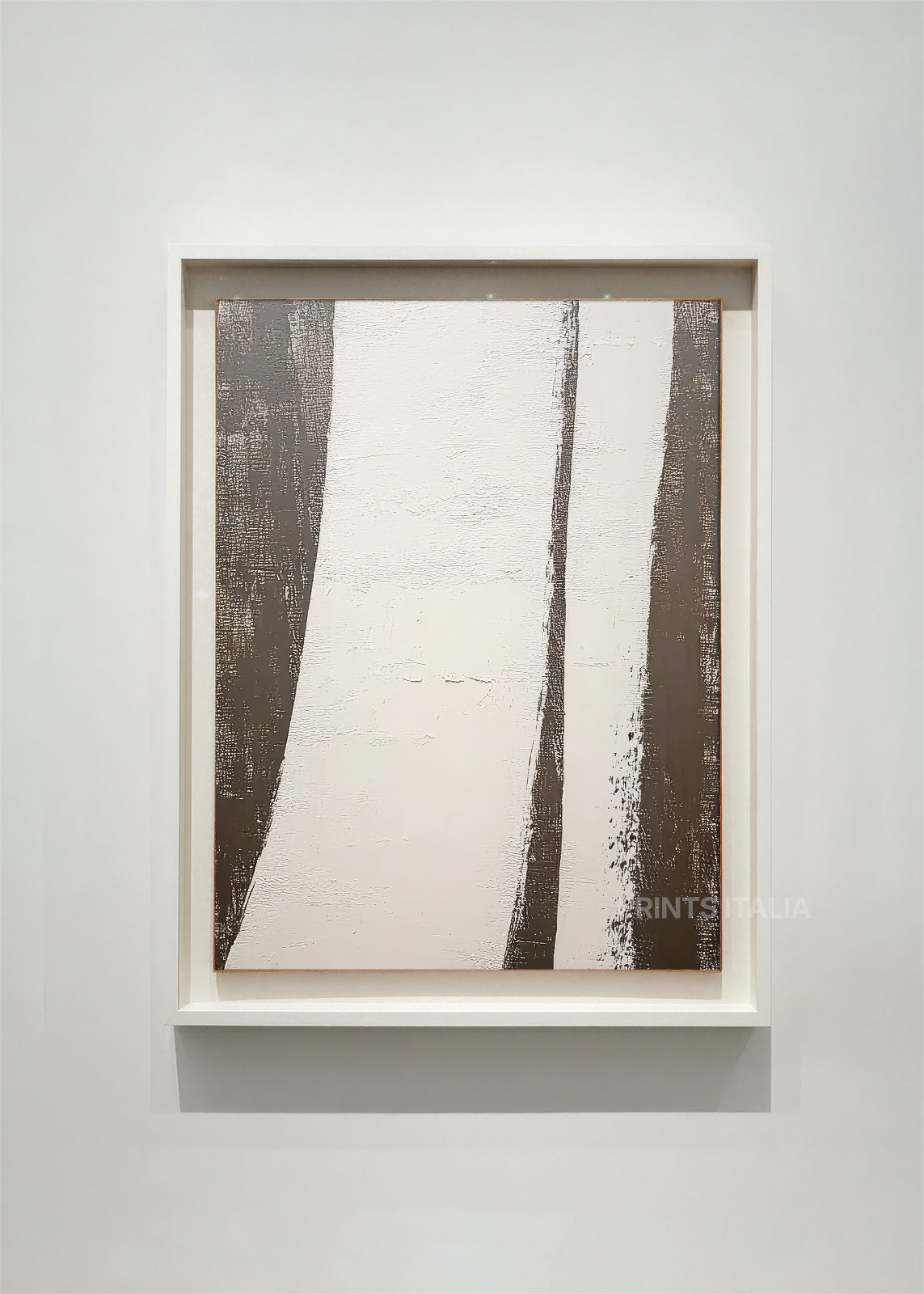 Close-up of ZAYA abstract print showing textured surface in earthy tones