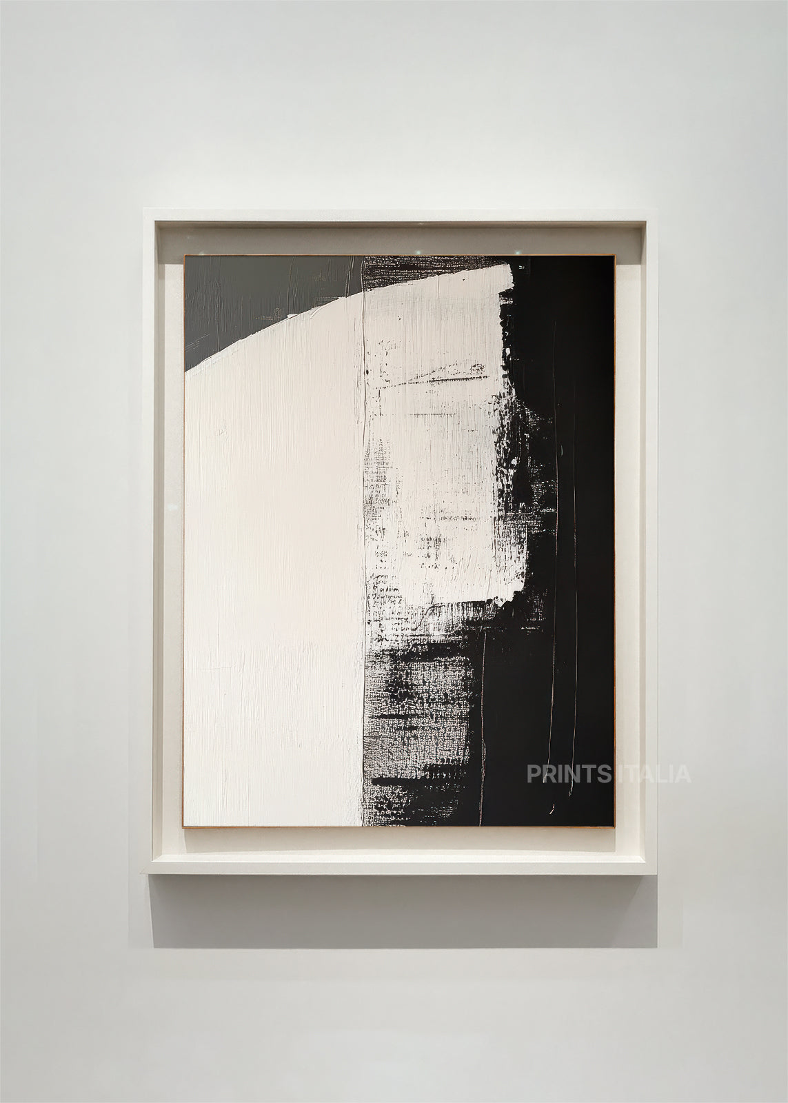 ZEPHARI abstract art print framed – smooth white curve transitioning to deep black with subtle texture