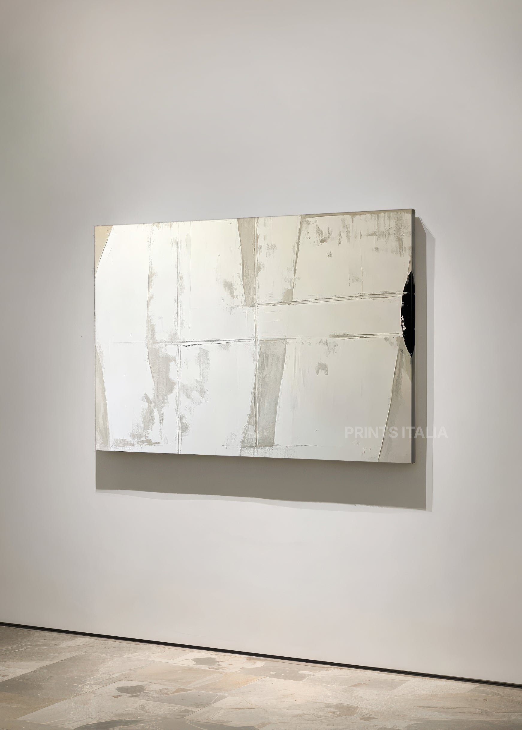 ZIMRA abstract print – peaceful modern composition with soft gray and cream horizontal layers