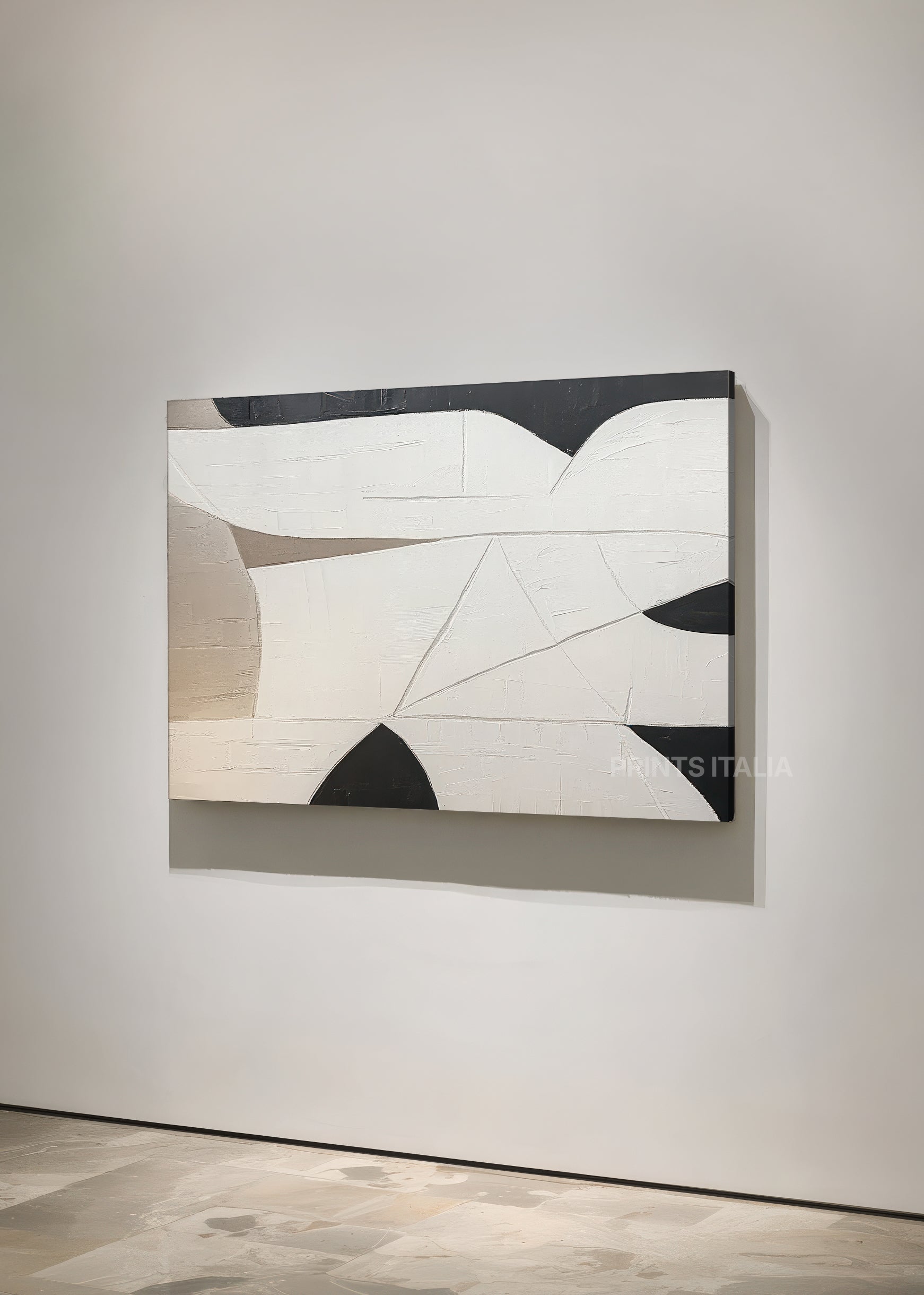ZORELL print displayed in a contemporary gallery, highlighting its dynamic balance and striking color contrasts